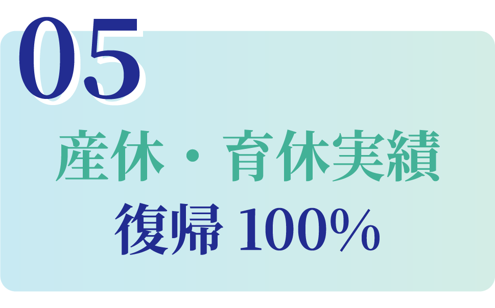 産休・育休取実績 復帰100%